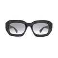 Black geometric Cartier sunglasses CT0546S001 front view with grey gradient lenses and gold hinge hardware