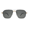 Cartier pilot sunglasses front view CT0424S001 with smoke polarized lenses and silver metal frame