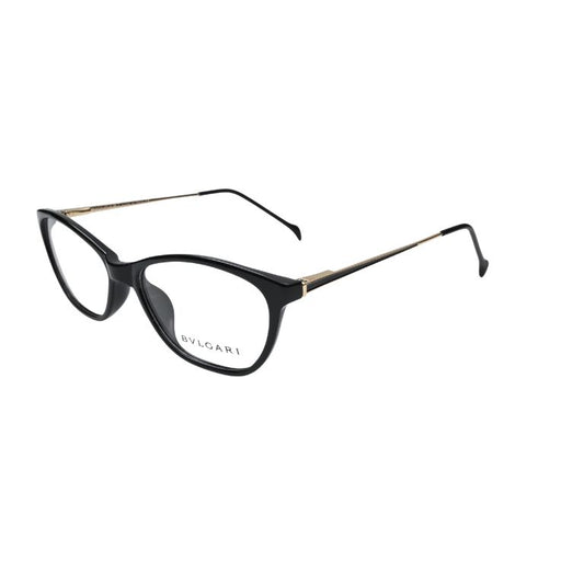 Bold, sleek cat-eye glasses with gold metal temples crafted for a modern, powerful look.