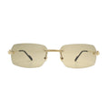 Front view of gold rimless Cartier sunglasses men CT0271S009 with khaki nylon lenses and gold Godron bridge bar