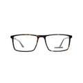 Sleek tortoiseshell square frame with a lightweight build and modern flair.