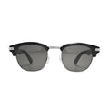 lack browline Cartier sunglasses men CT0496S001 front view with grey lenses and silver Godron hinge detail
