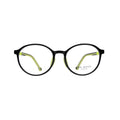 Make a bold statement with these round eyeglasses featuring a vibrant black and neon green color combo.