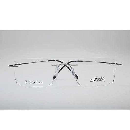 Silver Rimless Titanium Eyeglasses 1015 front view