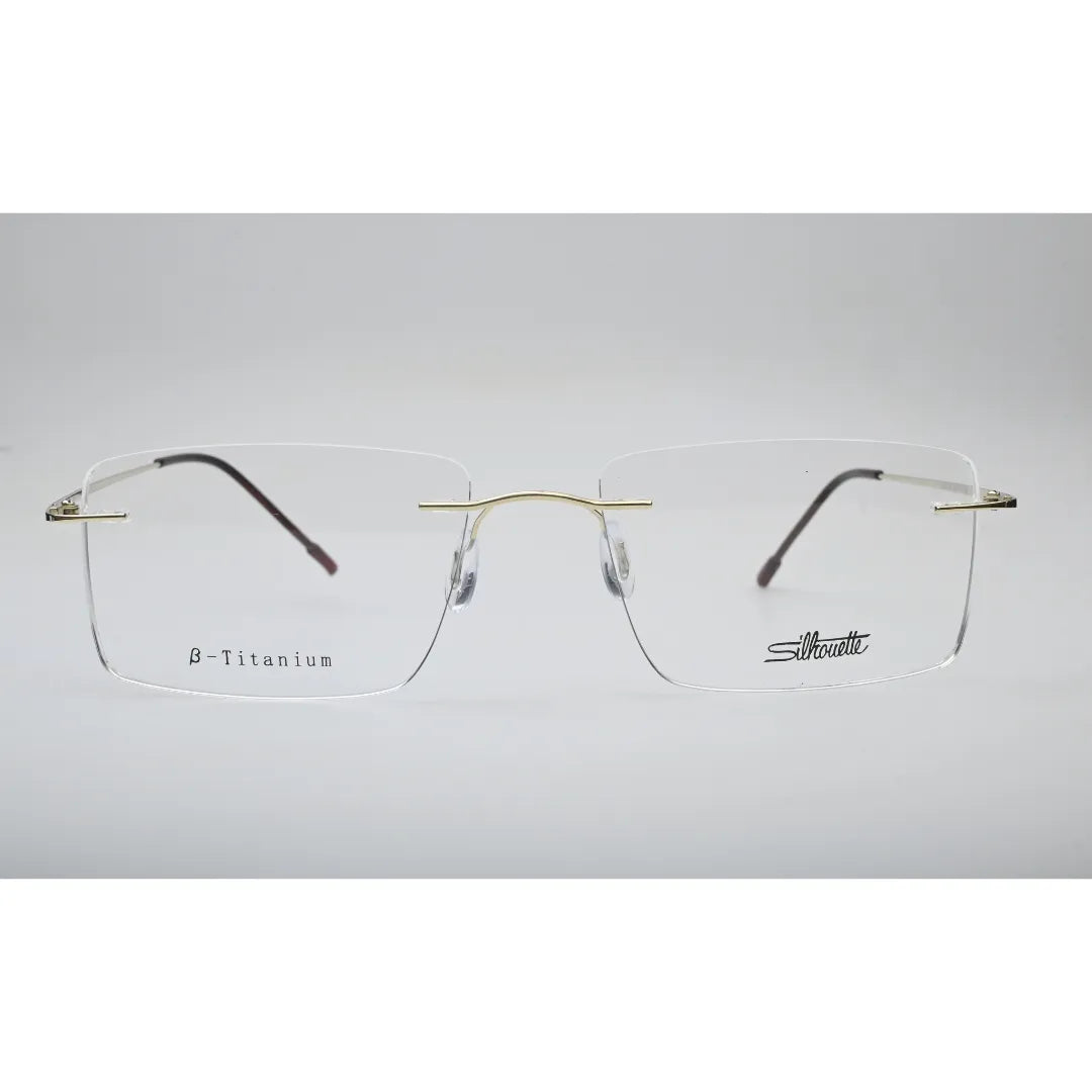 Gold Titanium Rimless Glasses 1026 front view