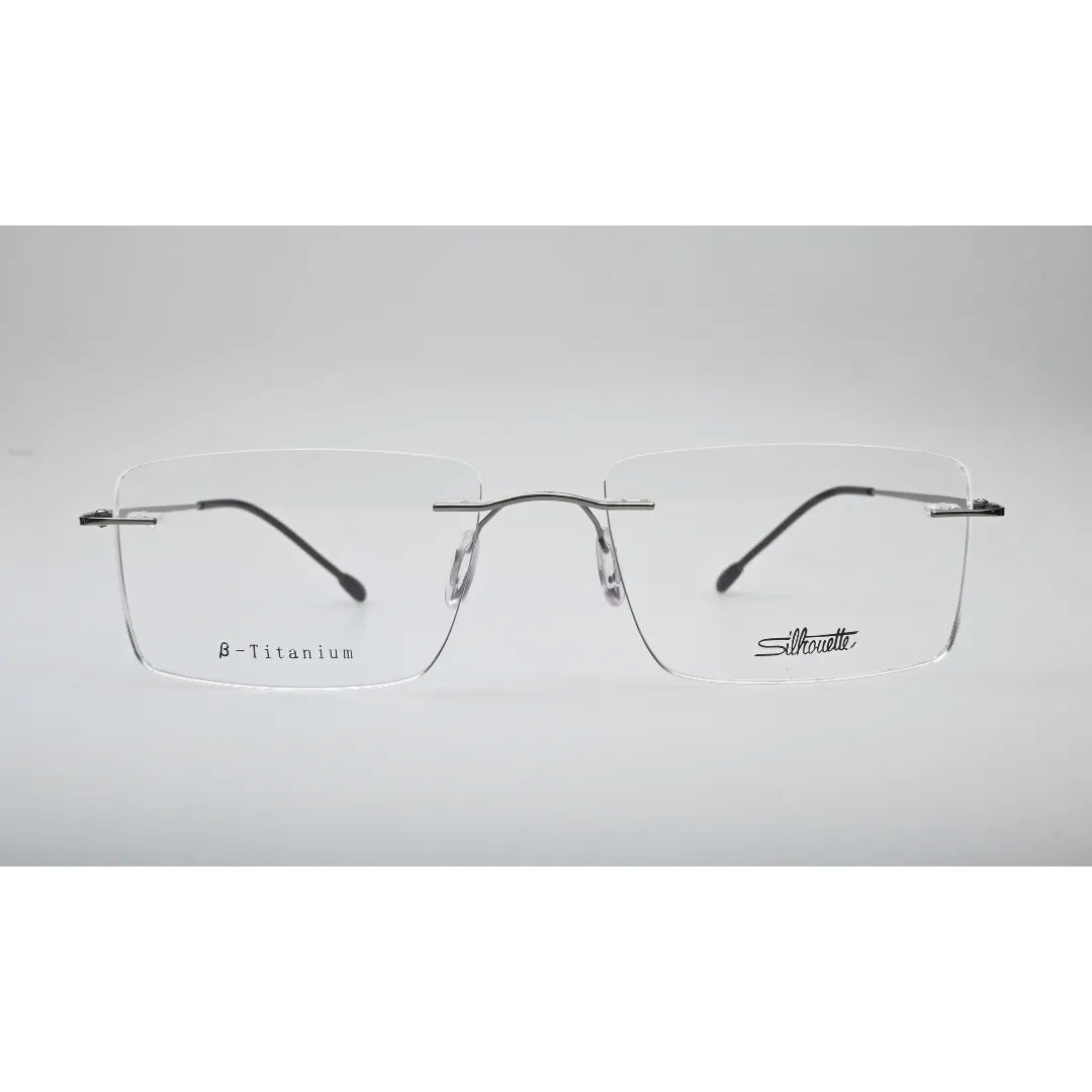 Silver Titanium Rimless Glasses 1026 front view