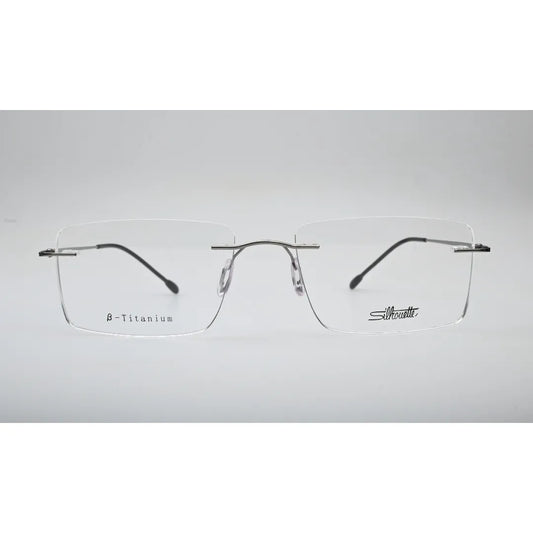 Silver Titanium Rimless Glasses 1026 front view