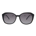 Black oversized square sunglasses with dark gradient lenses on white background