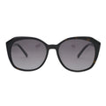 Black oversized square sunglasses with grey gradient lenses front view on white background