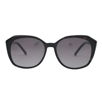 Black oversized square sunglasses with grey gradient lenses front view on white background