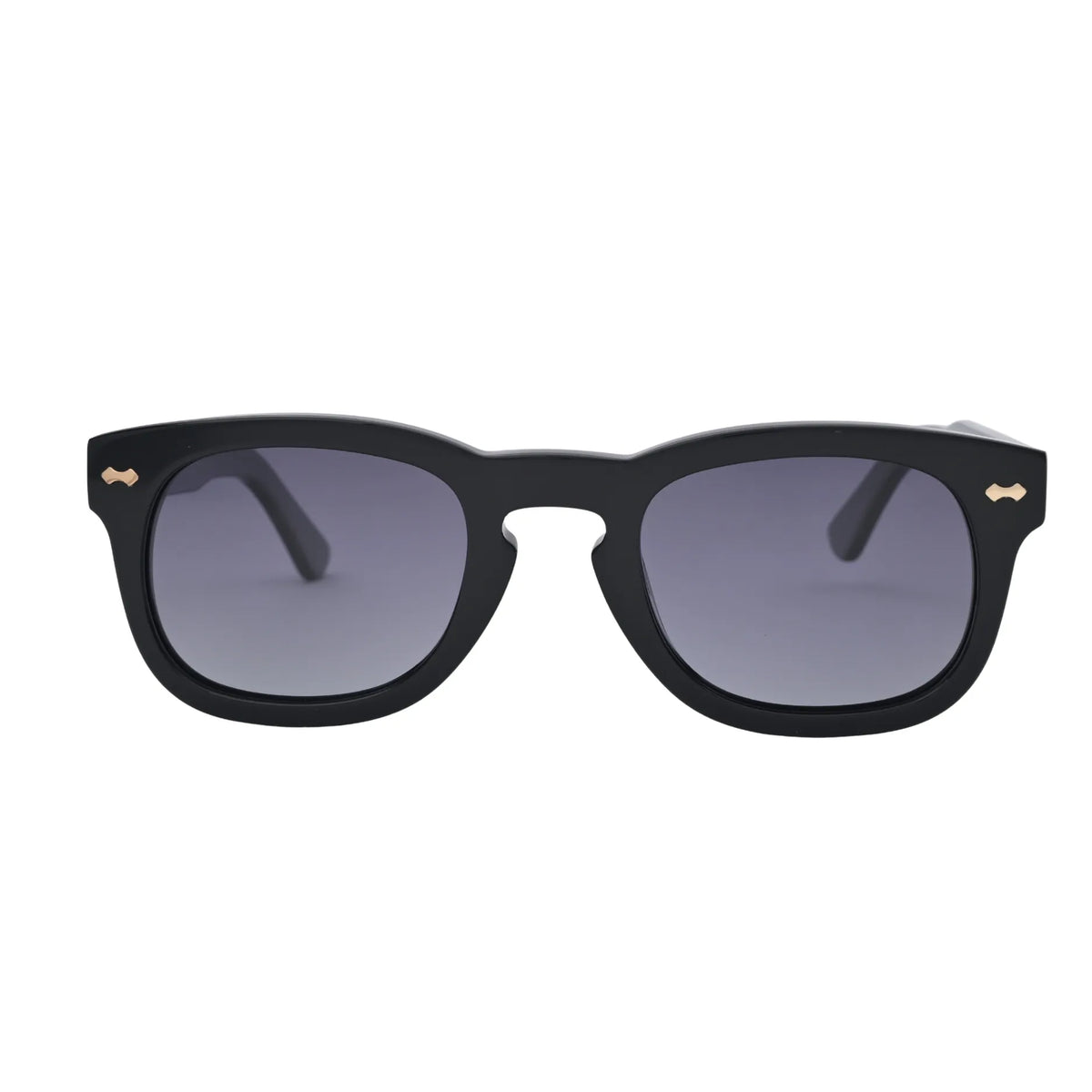 Black Round Sunglasses with Dark Lenses – Side Angle View