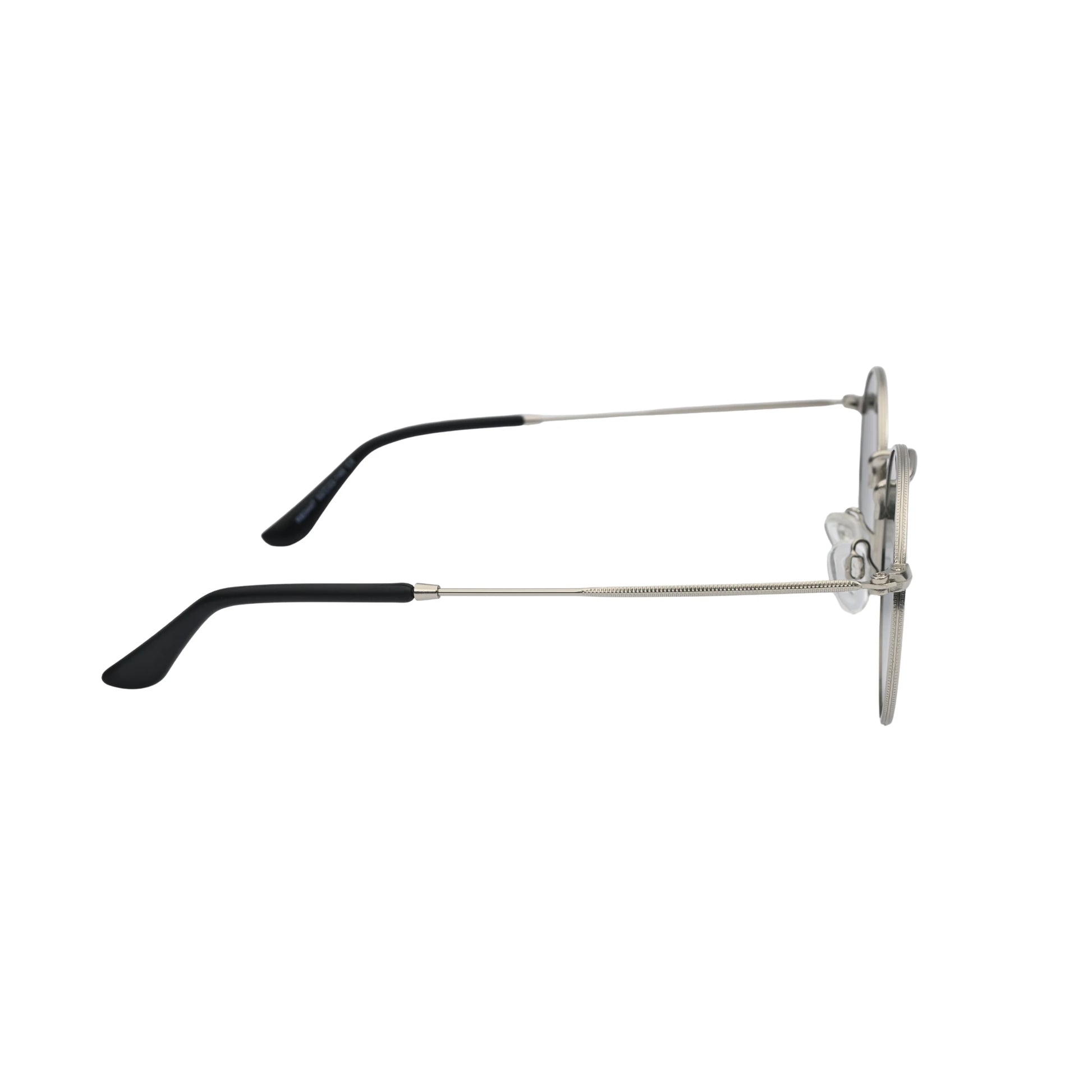 Silver Round Sunglasses Unisex Full Frame Leg View