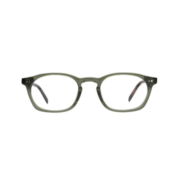 A fashionable round eyeglass frame with a bold green front and rich brown tortoiseshell arms—perfect for those who love a vintage-inspired look.