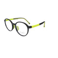 Make a bold statement with these round eyeglasses featuring a vibrant black and neon green color combo.
