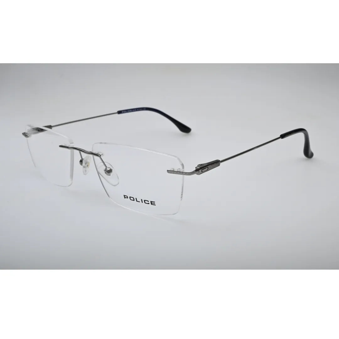Silver Three-Piece Rimless Eyeglasses 20009J front view