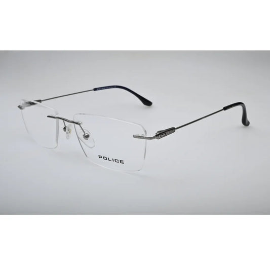 Silver Three-Piece Rimless Eyeglasses 20009J front view