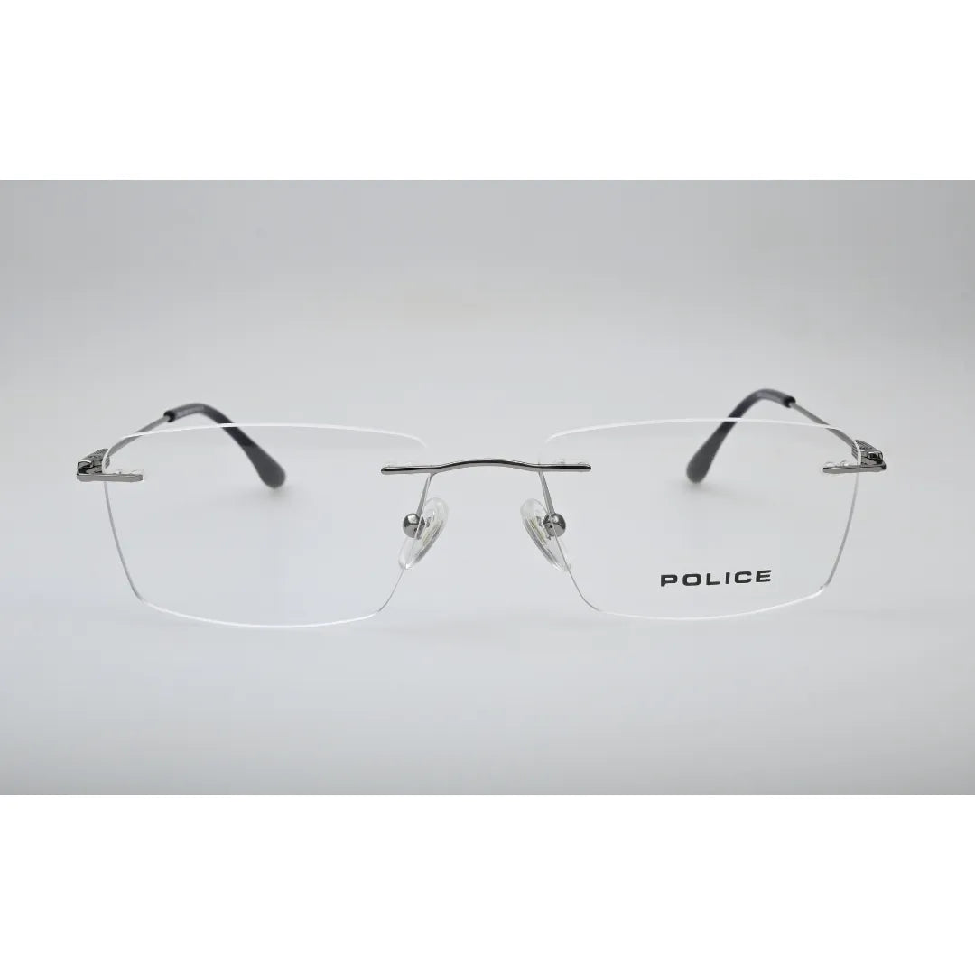 Silver Three-Piece Rimless Eyeglasses 20009J front view