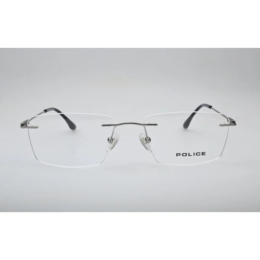 Silver Three-Piece Rimless Eyeglasses 20009J front view