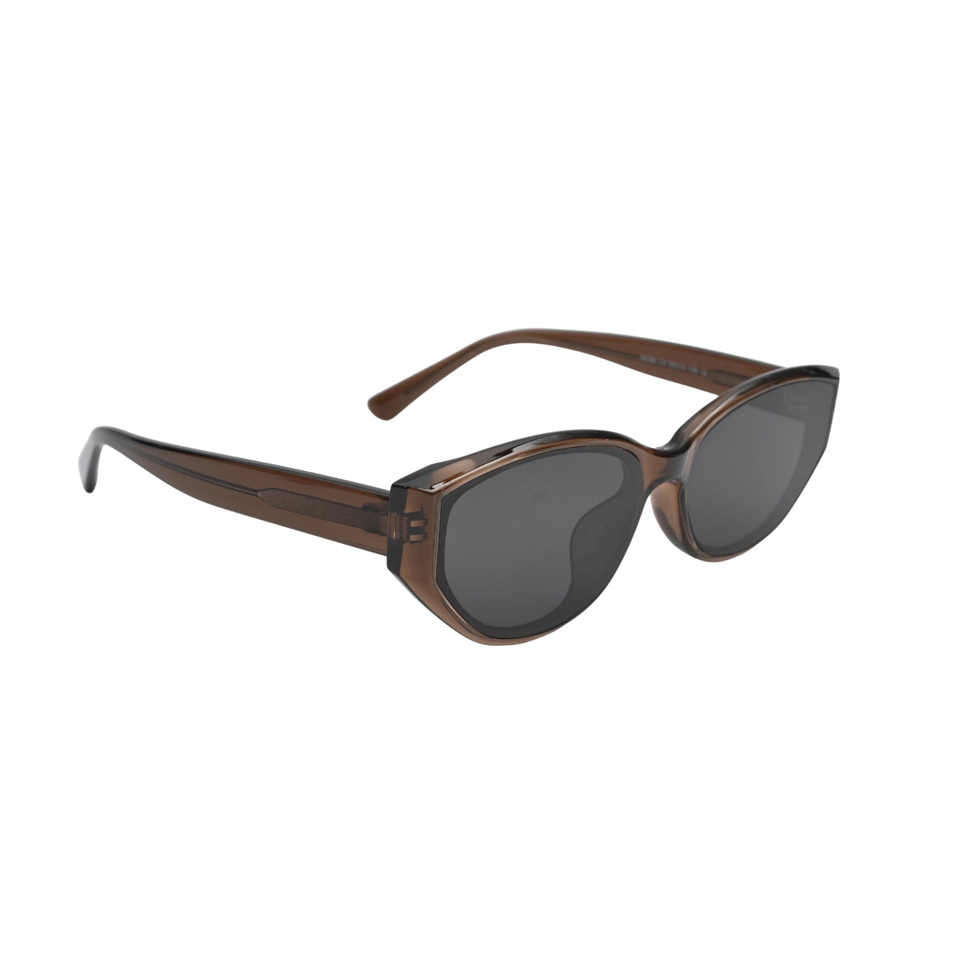 transparent brown cat eye sunglasses side angle