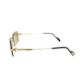 Three-quarter angle of Cartier CT0271S009 showing slim gold-tone metal temples and ribbed Godron hinge hardware