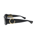 Cartier cat eye sunglasses side profile CT0472S001 with gold Panthere C hinge and wide black temple