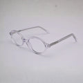 Side view of clear blush-pink full frame with visible metal core in temples (S036)