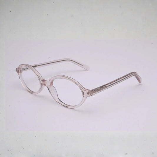 clear round eyeglass frame S037 front view on white background