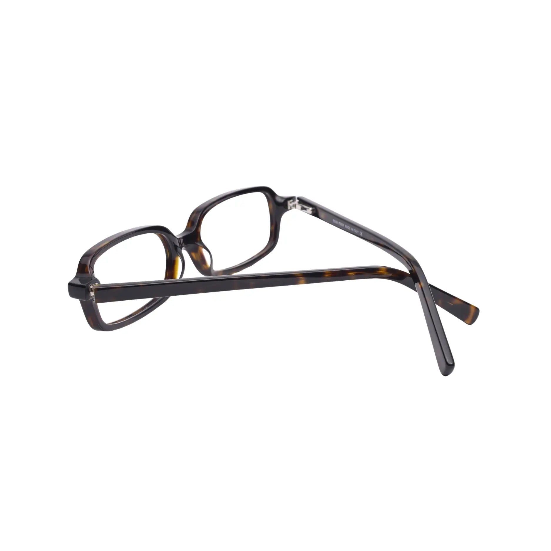 Angled view showing rectangular rim and hinge detail