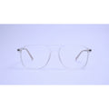 Transparent eyeglasses with matte silver temples, blending modern minimalism with standout sophistication.
