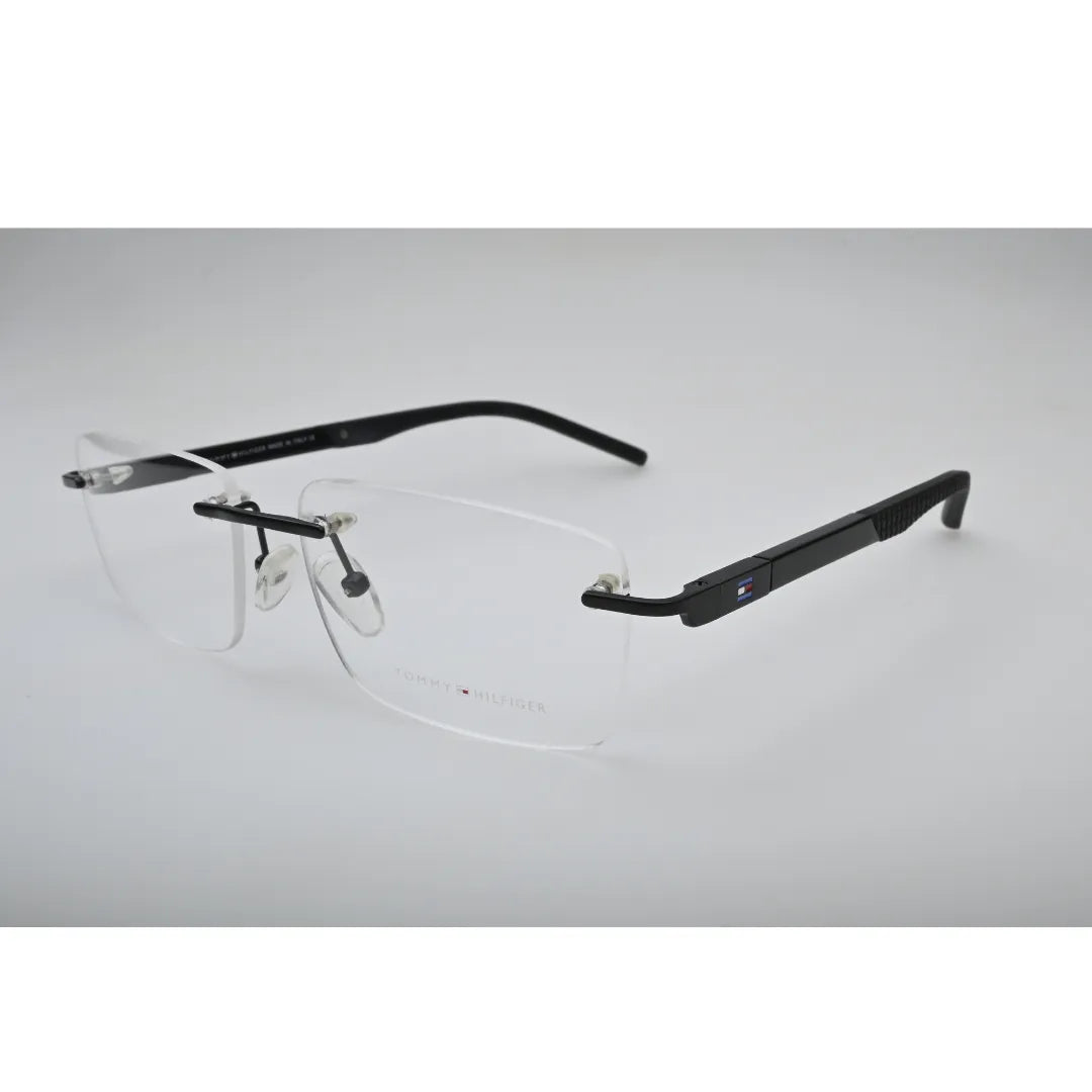Black Rimless Metal Glasses 6449 back view