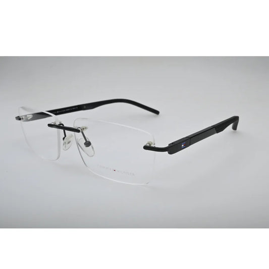 Black Rimless Metal Glasses 6449 back view