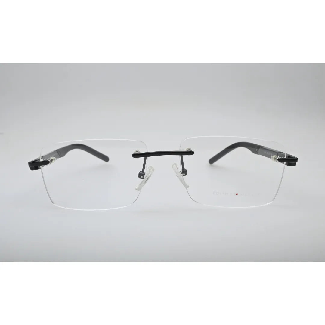 Black Rimless Metal Glasses 6449 front view