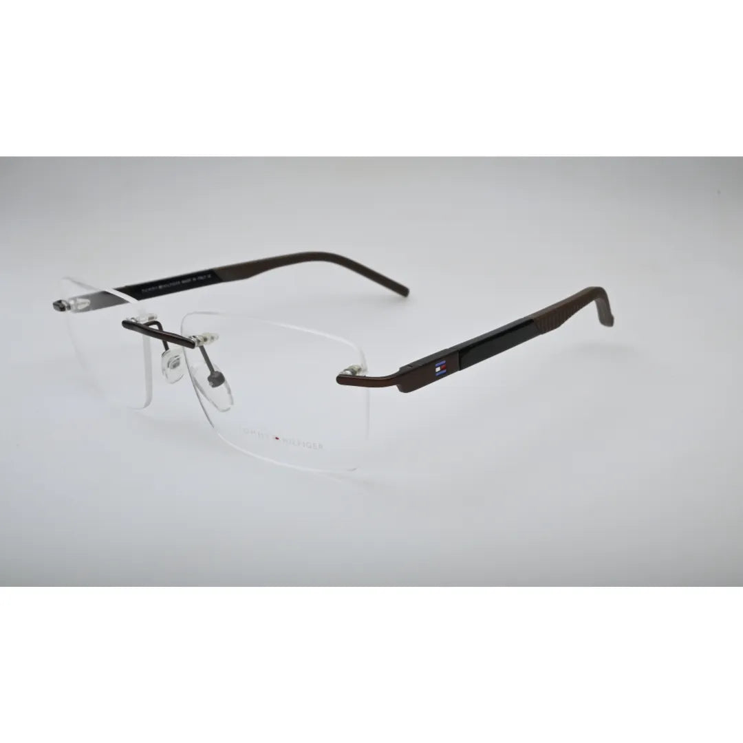 Brown Rimless Eyeglasses 6449 back view