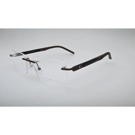 Brown Rimless Eyeglasses 6449 back view