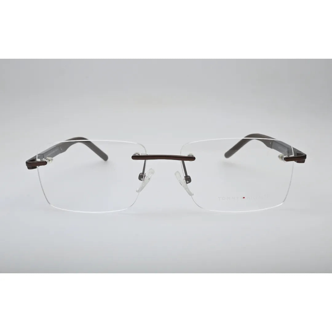 Brown Rimless Eyeglasses 6449 front view