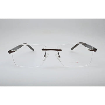 Brown Rimless Eyeglasses 6449 front view