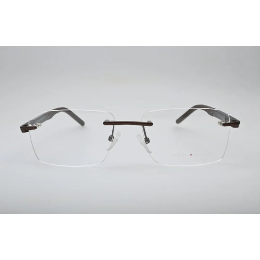 Brown Rimless Eyeglasses 6449 front view