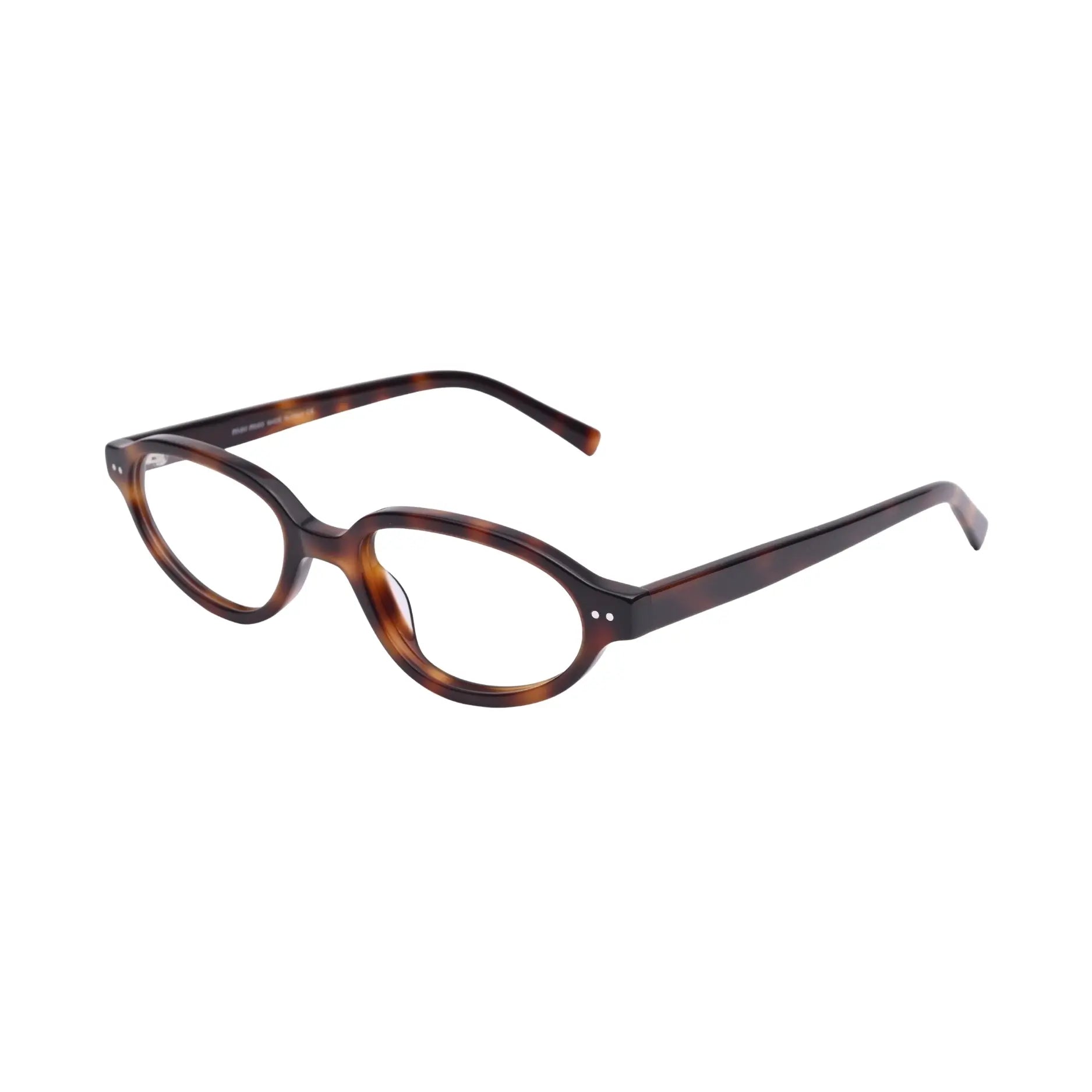 Side view of tortoise plastic full frame with straight temples
