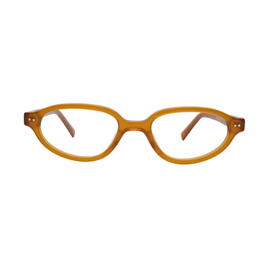Transparent amber oval frame glasses front view