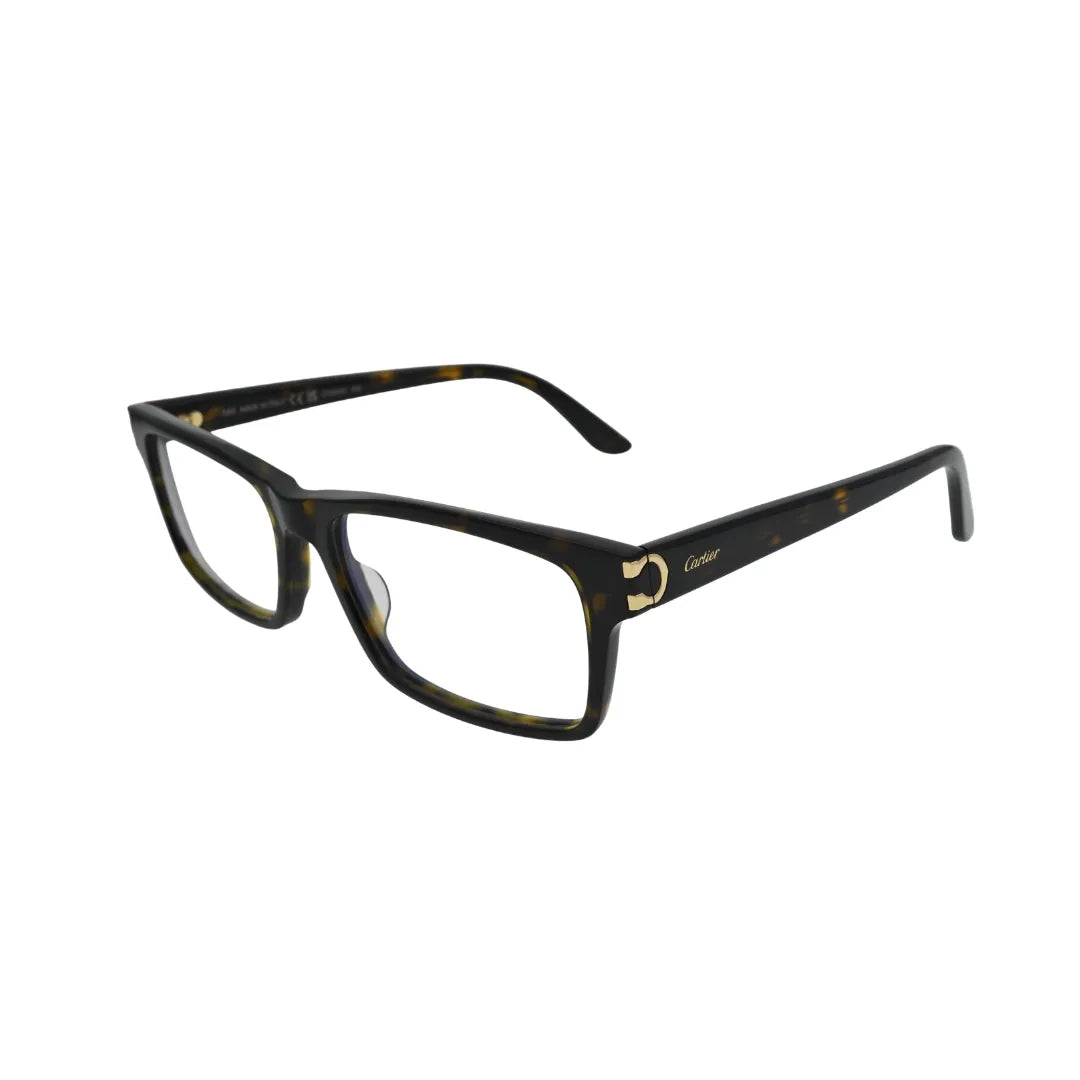 Cartier Signature C de Cartier CT0005O 005 Havana Rectangular Eyeglasses back view
