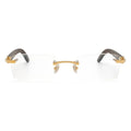 Cartier C Decor CT0052O 005 Gold Wood Rimless Eyeglasses front view