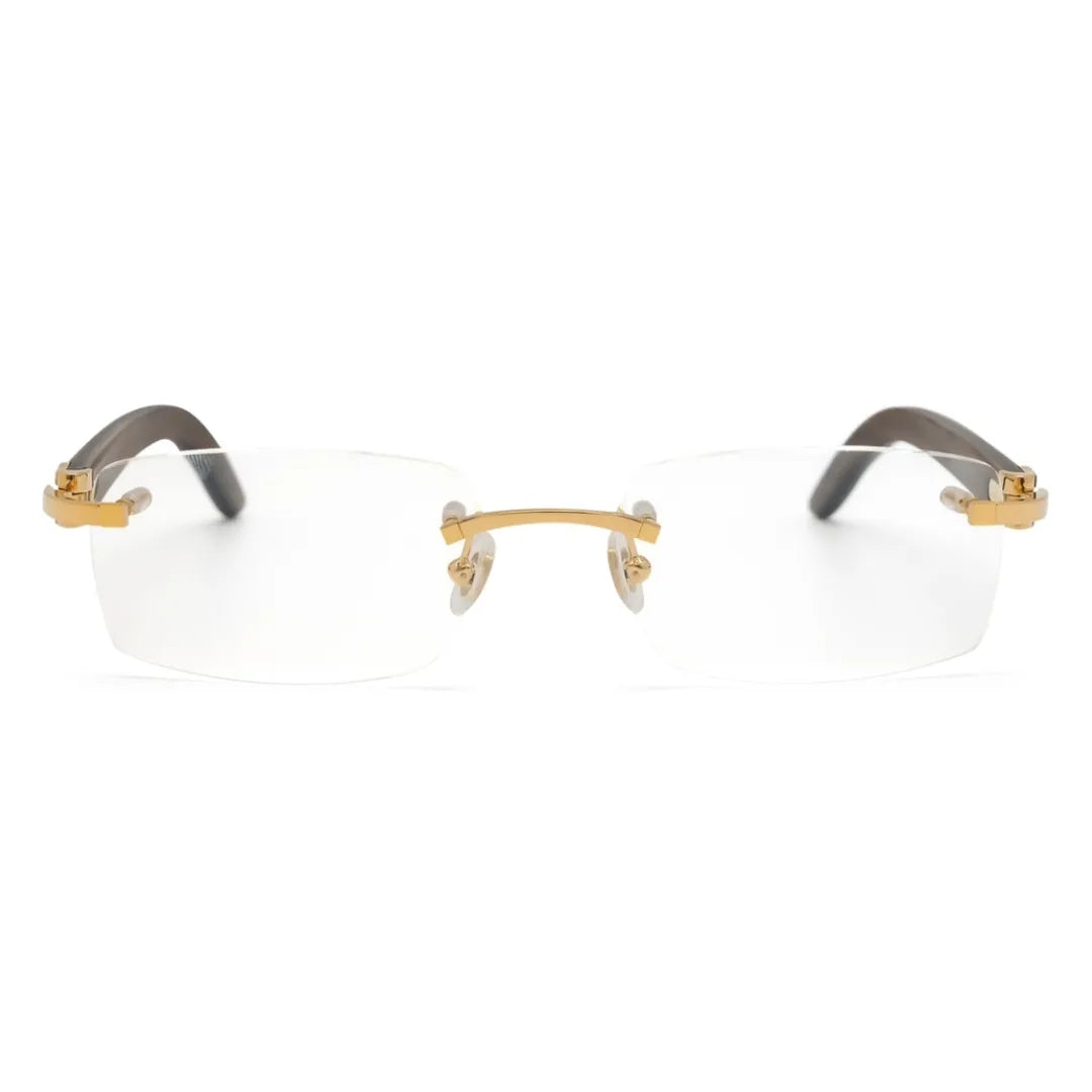 Cartier C Decor CT0052O 005 Gold Wood Rimless Eyeglasses front view