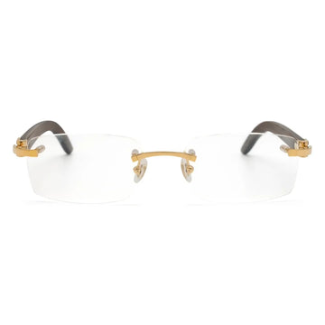 Cartier C Decor CT0052O 005 Gold Wood Rimless Eyeglasses front view