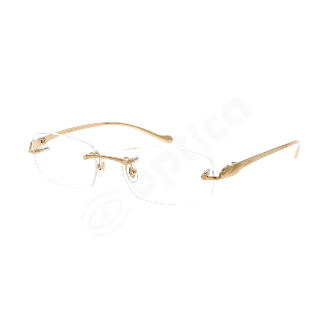 Cartier Panthere de Cartier CT0061O 002 Gold Rimless Eyeglasses side profile