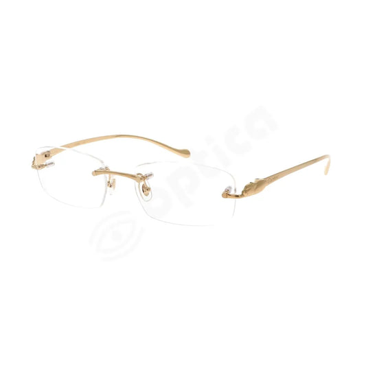 Cartier Panthere de Cartier CT0061O 002 Gold Rimless Eyeglasses side profile