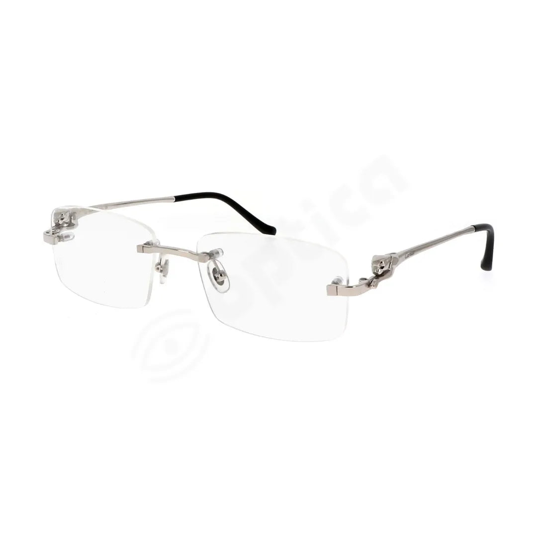 Cartier Panthere de Cartier CT0281O 002 Silver Rimless Eyeglasses side profile