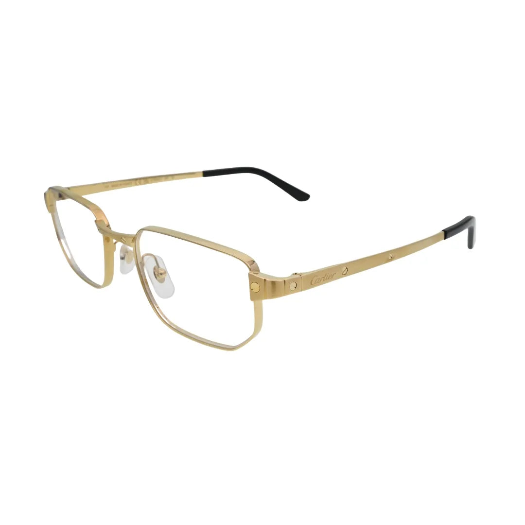 Cartier Santos de Cartier CT0481O 001 Gold Rectangular Eyeglasses back view