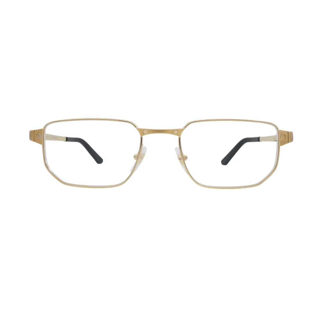 Cartier Santos de Cartier CT0481O 001 Gold Rectangular Eyeglasses front view