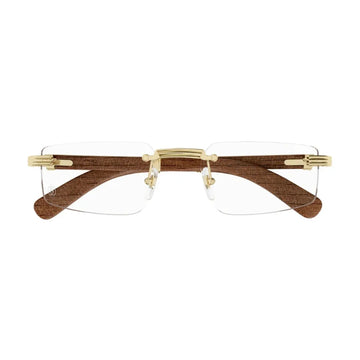 Cartier Premiere de Cartier CT0485O 002 Gold Wood Rimless Eyeglasses front view