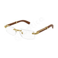 Cartier Premiere de Cartier CT0485O 002 Gold Wood Rimless Eyeglasses side profile